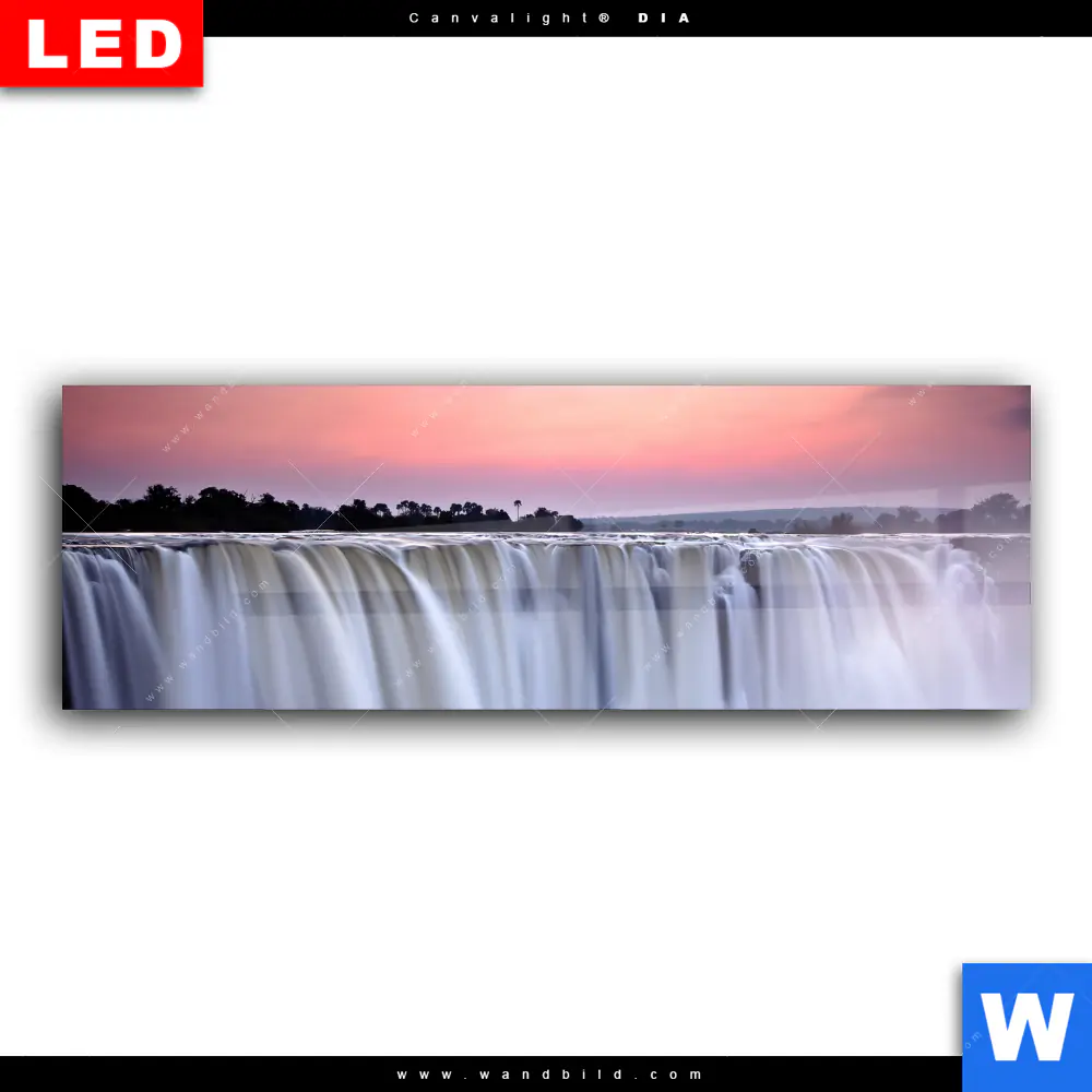 Wechselmotiv Acrylglas Canvalight® DIA | Wasserfall bei Abendröte | Panorama - Image 2