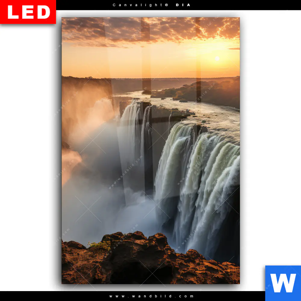 Wechselmotiv Acrylglas Canvalight® DIA | Wasserfall bei Abendsonne | Hochformat - Image 2