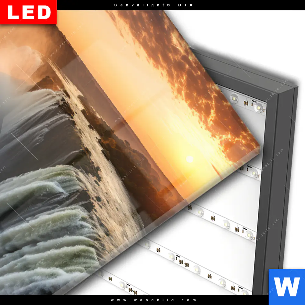 Wechselmotiv Acrylglas Canvalight® DIA | Wasserfall bei Abendsonne | Hochformat - Image 3