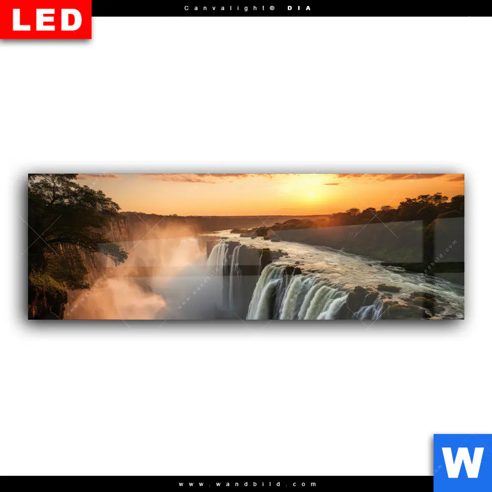Wechselmotiv Acrylglas Canvalight® DIA | Wasserfall bei Abendsonne | Panorama - Image 2
