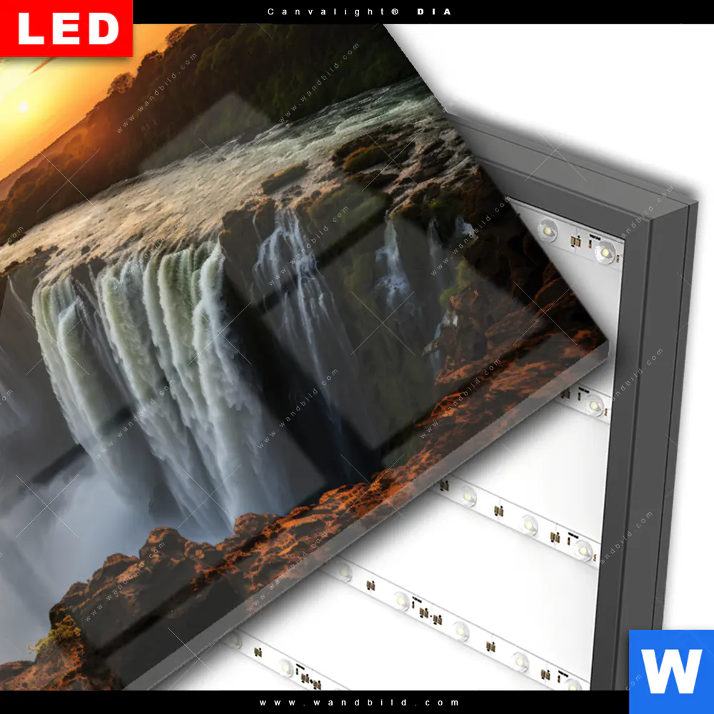 Wechselmotiv Acrylglas Canvalight® DIA | Wasserfall bei Abendsonne | Querformat - Image 3