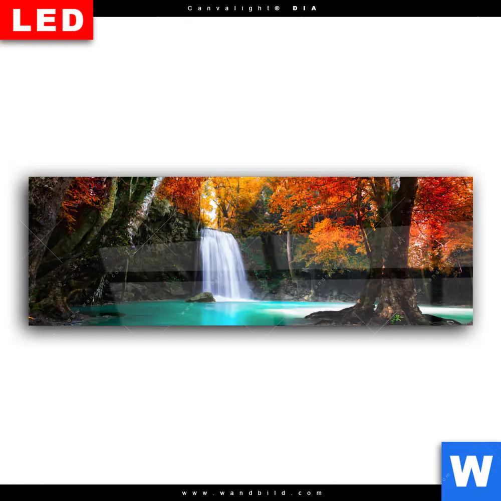 Wechselmotiv Acrylglas Canvalight® DIA | Wasserfall im Wald | Panorama - Image 2