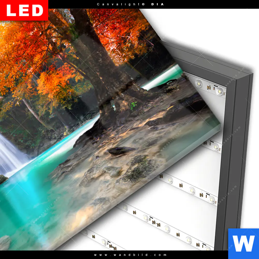 Wechselmotiv Acrylglas Canvalight® DIA | Wasserfall im Wald | Querformat - Image 3