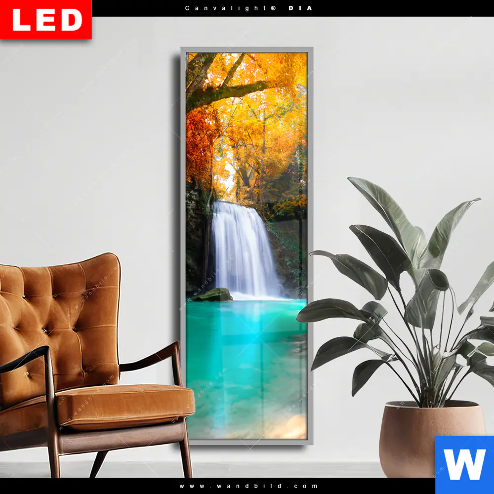 Wechselmotiv Acrylglas Canvalight® DIA | Wasserfall im Wald | Schmal