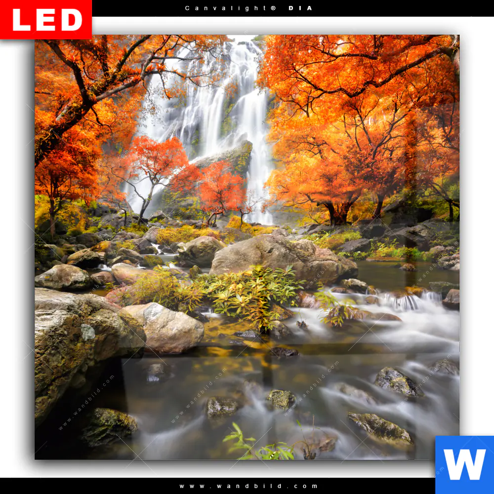 Wechselmotiv Acrylglas Canvalight® DIA | Wasserfall in Herbstlandschaft | Quadrat - Image 2
