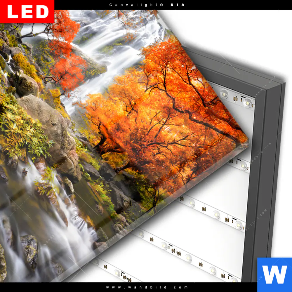 Wechselmotiv Acrylglas Canvalight® DIA | Wasserfall in Herbstlandschaft | Quadrat - Image 3