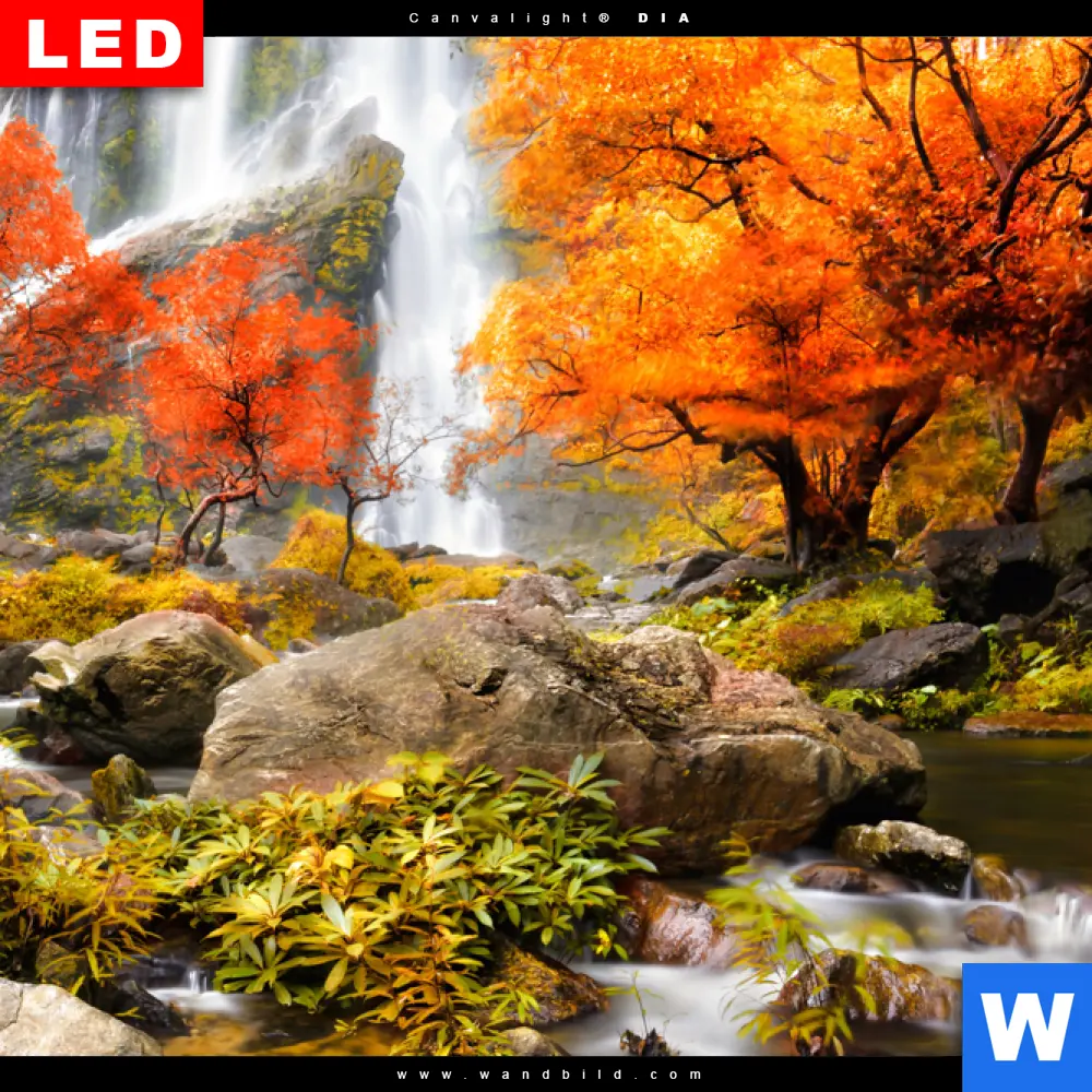 Wechselmotiv Acrylglas Canvalight® DIA | Wasserfall in Herbstlandschaft | Quadrat - Image 4
