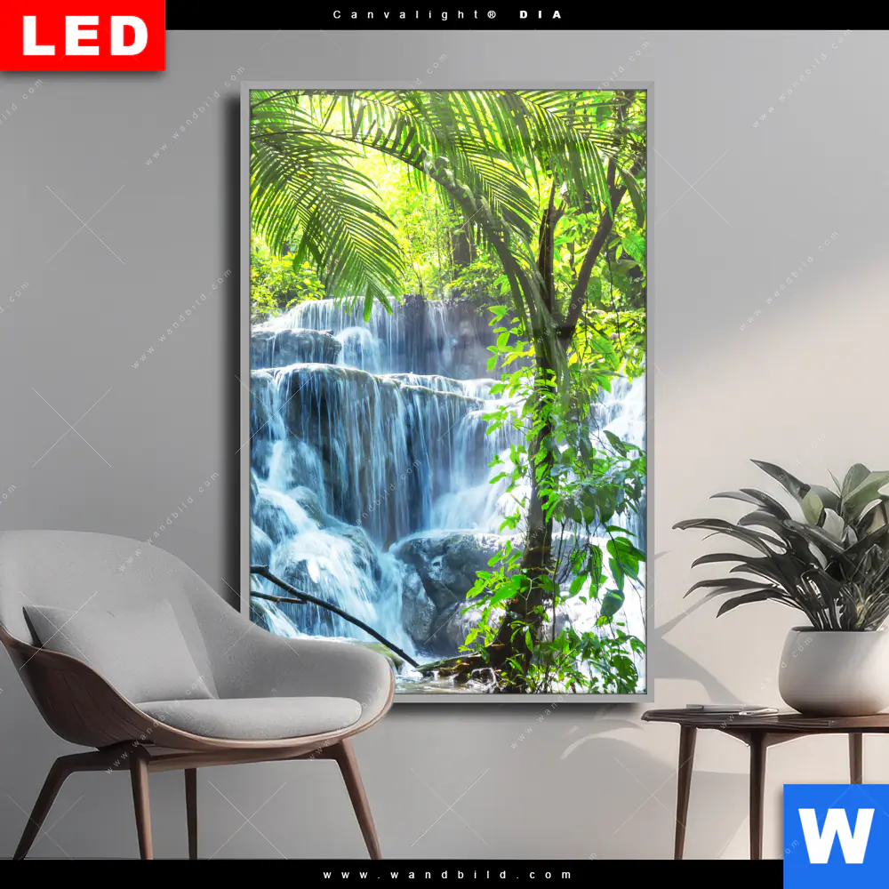 Wechselmotiv Acrylglas Canvalight® DIA | Wasserfall in Mexiko | Hochformat