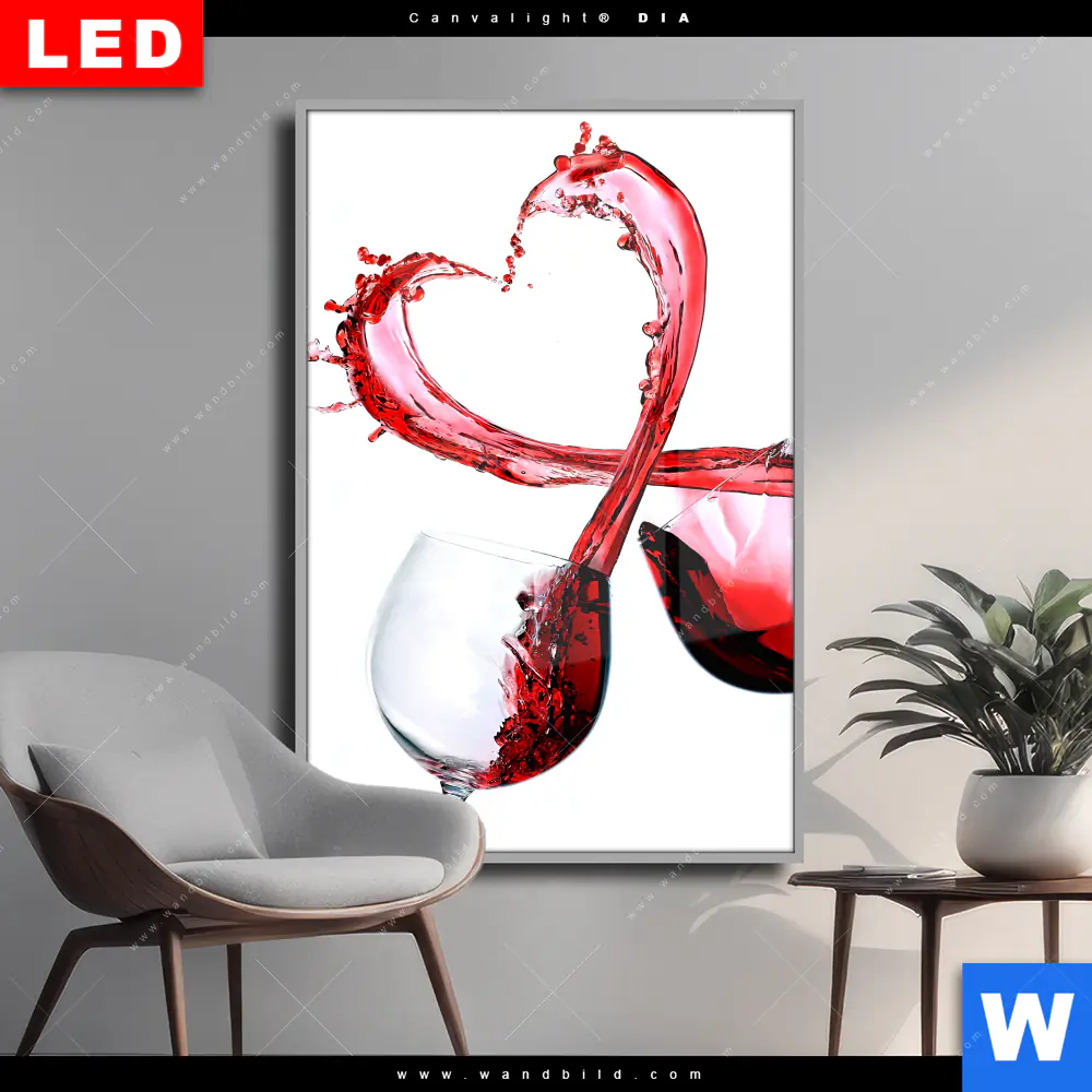 Wechselmotiv Acrylglas Canvalight® DIA | Wein & Liebe | Hochformat