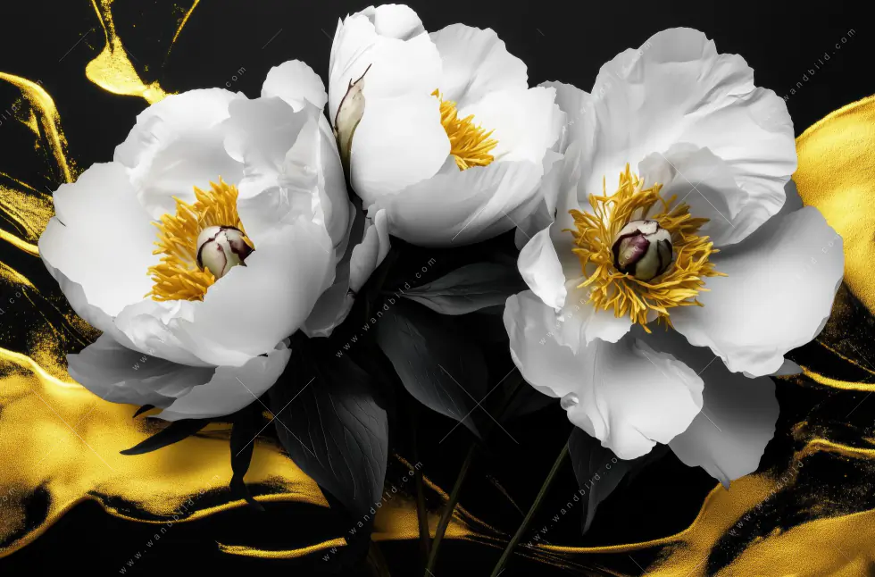 Wechselmotiv Acrylglas Canvalight® DIA | Weiße Blumen mit Gold | Panorama - Image 5