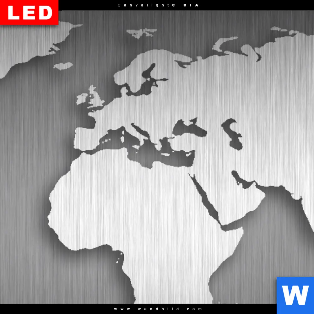 Wechselmotiv Acrylglas Canvalight® DIA | Weltkarte Edelstahloptik | Panorama - Image 4