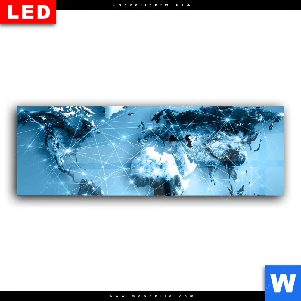 Wechselmotiv Acrylglas Canvalight® DIA | Weltkarte Kommunikation | Panorama - Image 2