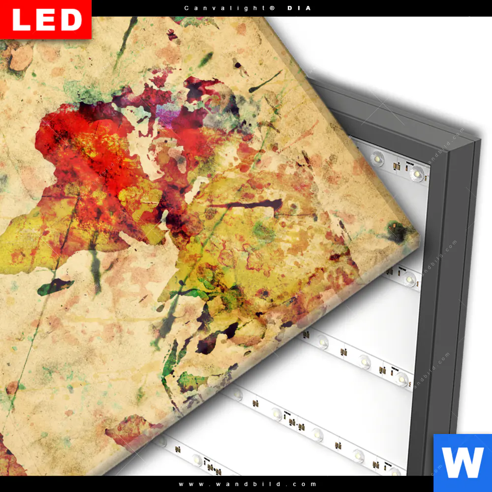 Wechselmotiv Acrylglas Canvalight® DIA | Weltkarte Retro Bunt | Quadrat - Image 3