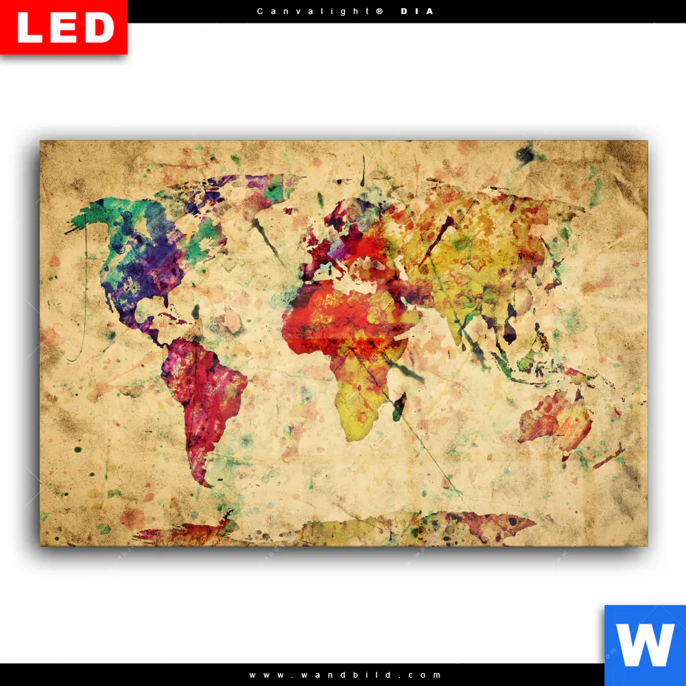 Wechselmotiv Acrylglas Canvalight® DIA | Weltkarte Retro Bunt | Querformat - Image 2
