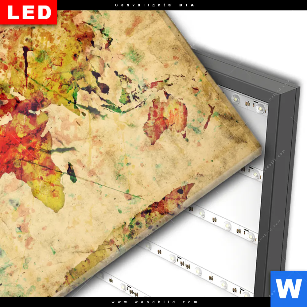Wechselmotiv Acrylglas Canvalight® DIA | Weltkarte Retro Bunt | Querformat - Image 3