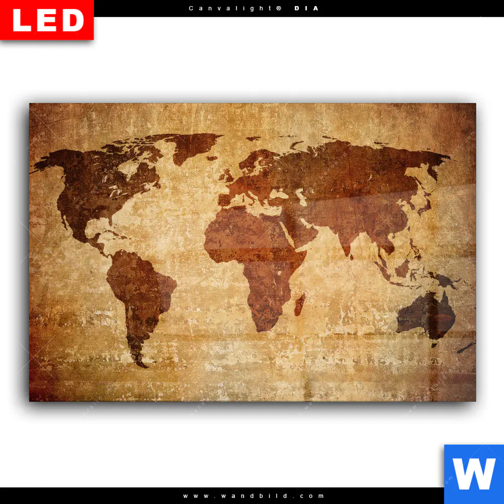 Wechselmotiv Acrylglas Canvalight® DIA | Weltkarte Rostoptik | Querformat - Image 2