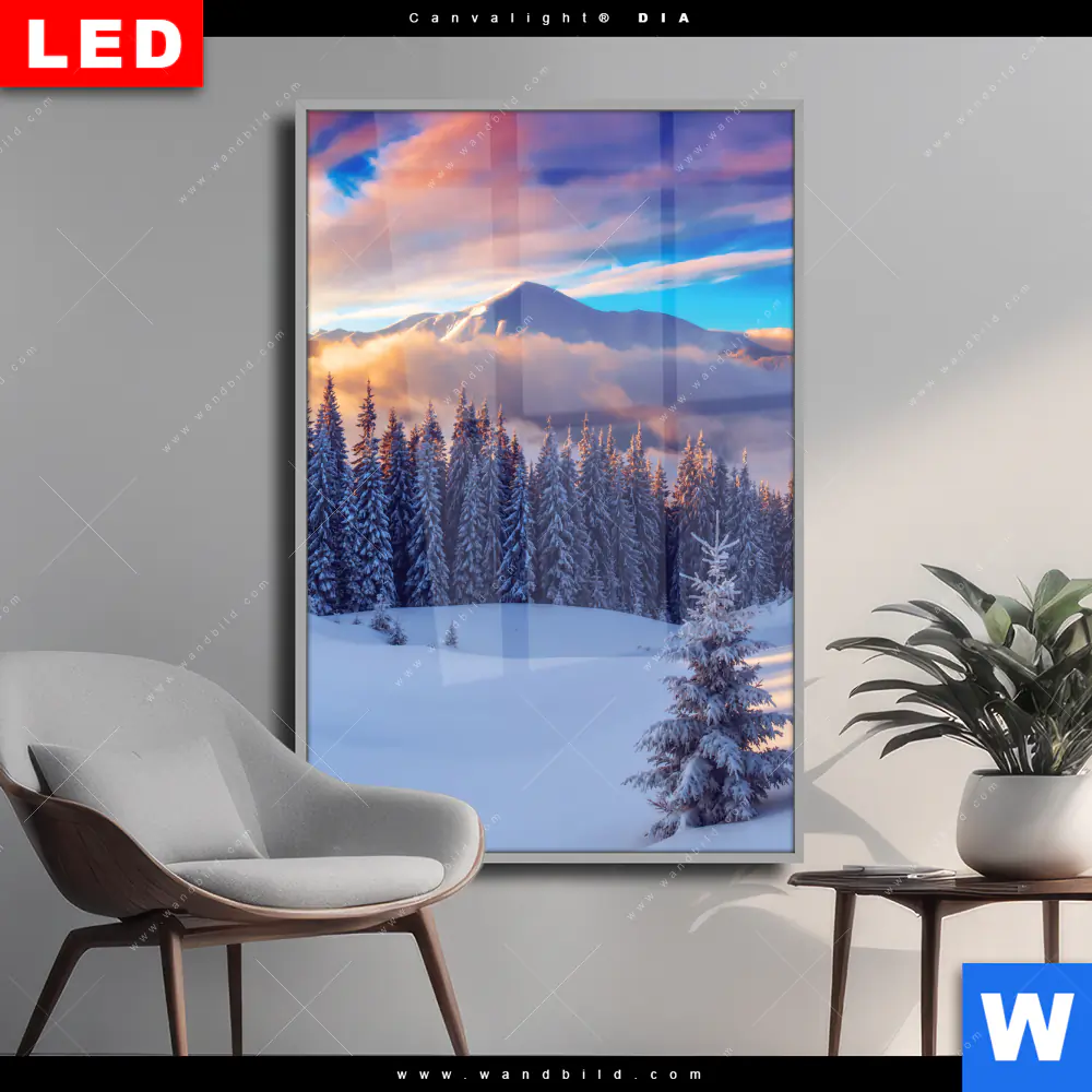 Wechselmotiv Acrylglas Canvalight® DIA | Winterliches Gebirge | Hochformat