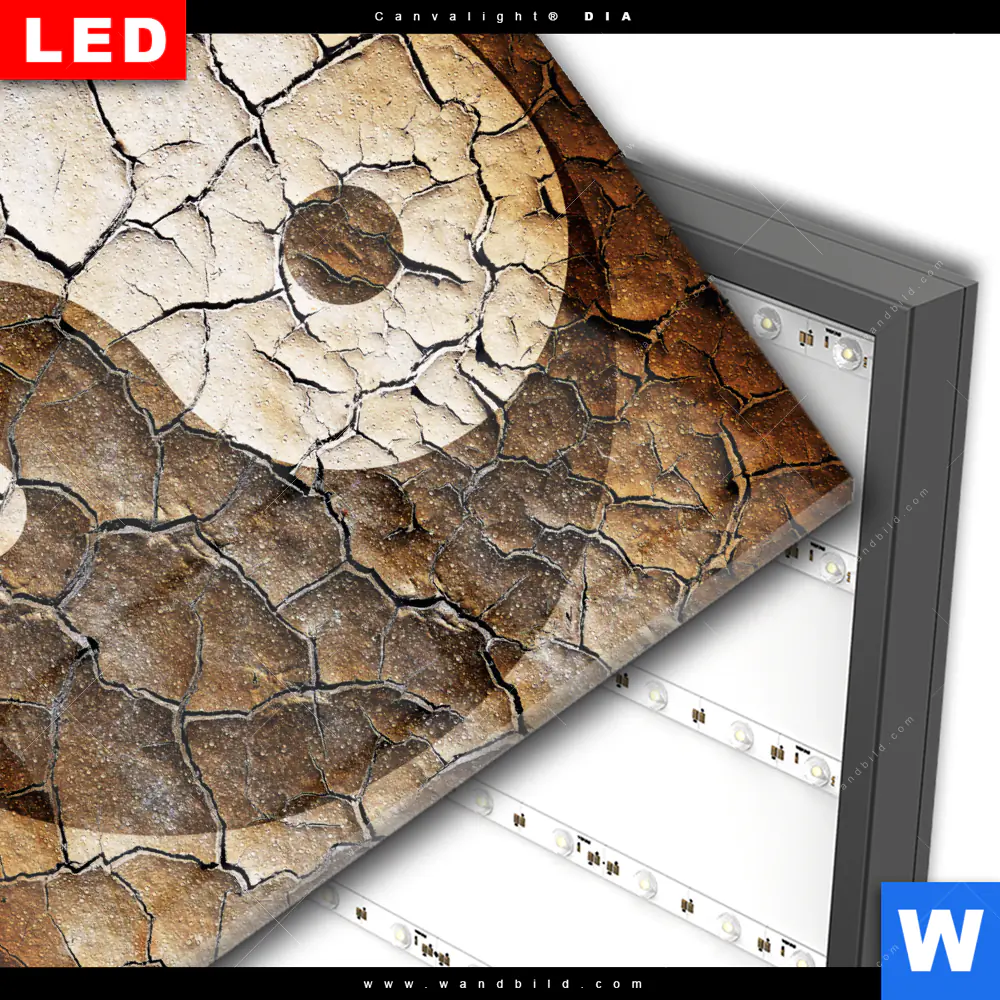 Wechselmotiv Acrylglas Canvalight® DIA | Yin Yang auf rissiger Erde | Quadrat - Image 3