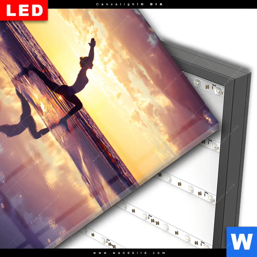 Wechselmotiv Acrylglas Canvalight® DIA | Yoga am lila Strand | Quadrat - Image 3