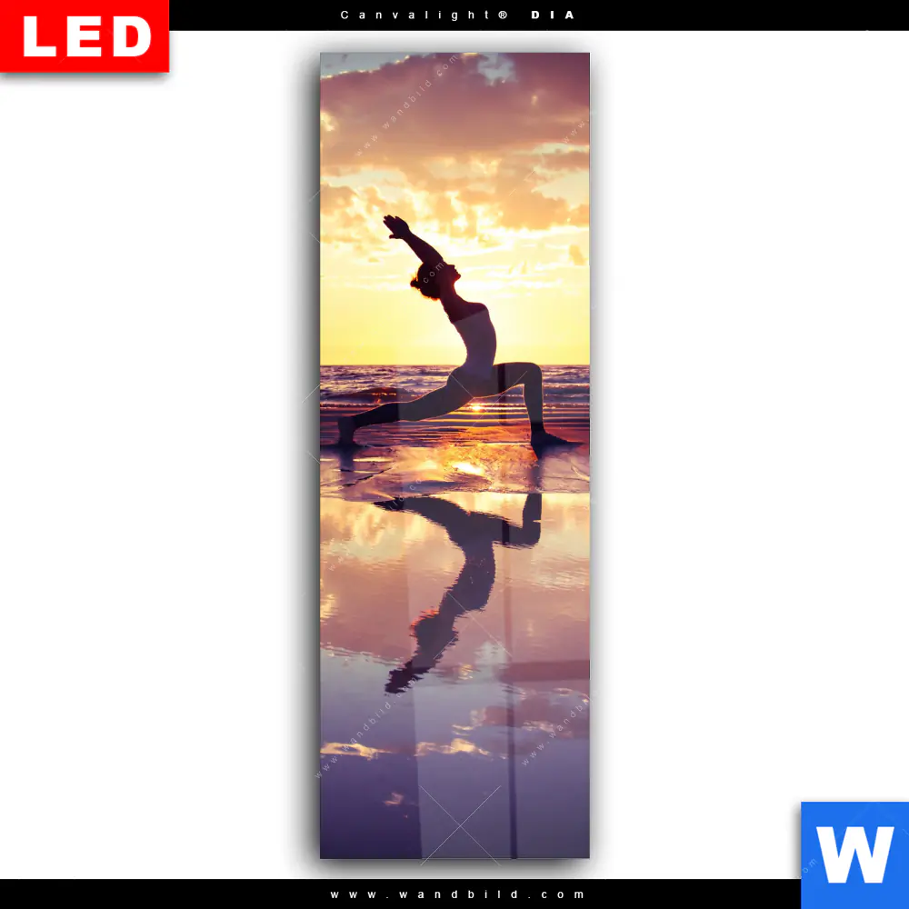 Wechselmotiv Acrylglas Canvalight® DIA | Yoga am lila Strand | Schmal - Image 2
