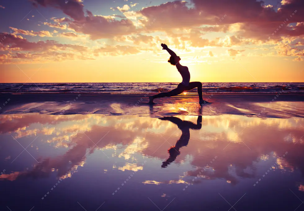 Wechselmotiv Acrylglas Canvalight® DIA | Yoga am lila Strand | Schmal - Image 5