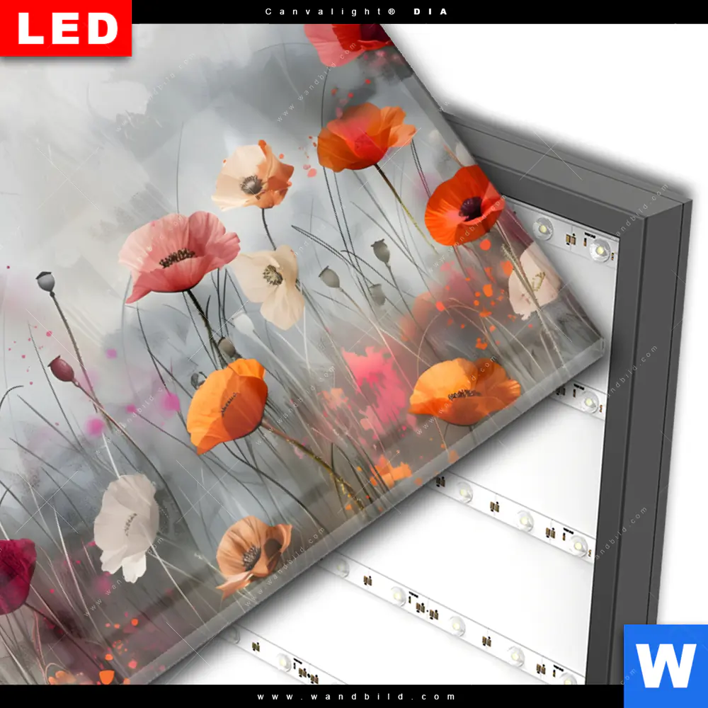 Wechselmotiv Acrylglas Canvalight® DIA | Zarte Mohnblumen im Wind | Querformat - Image 3