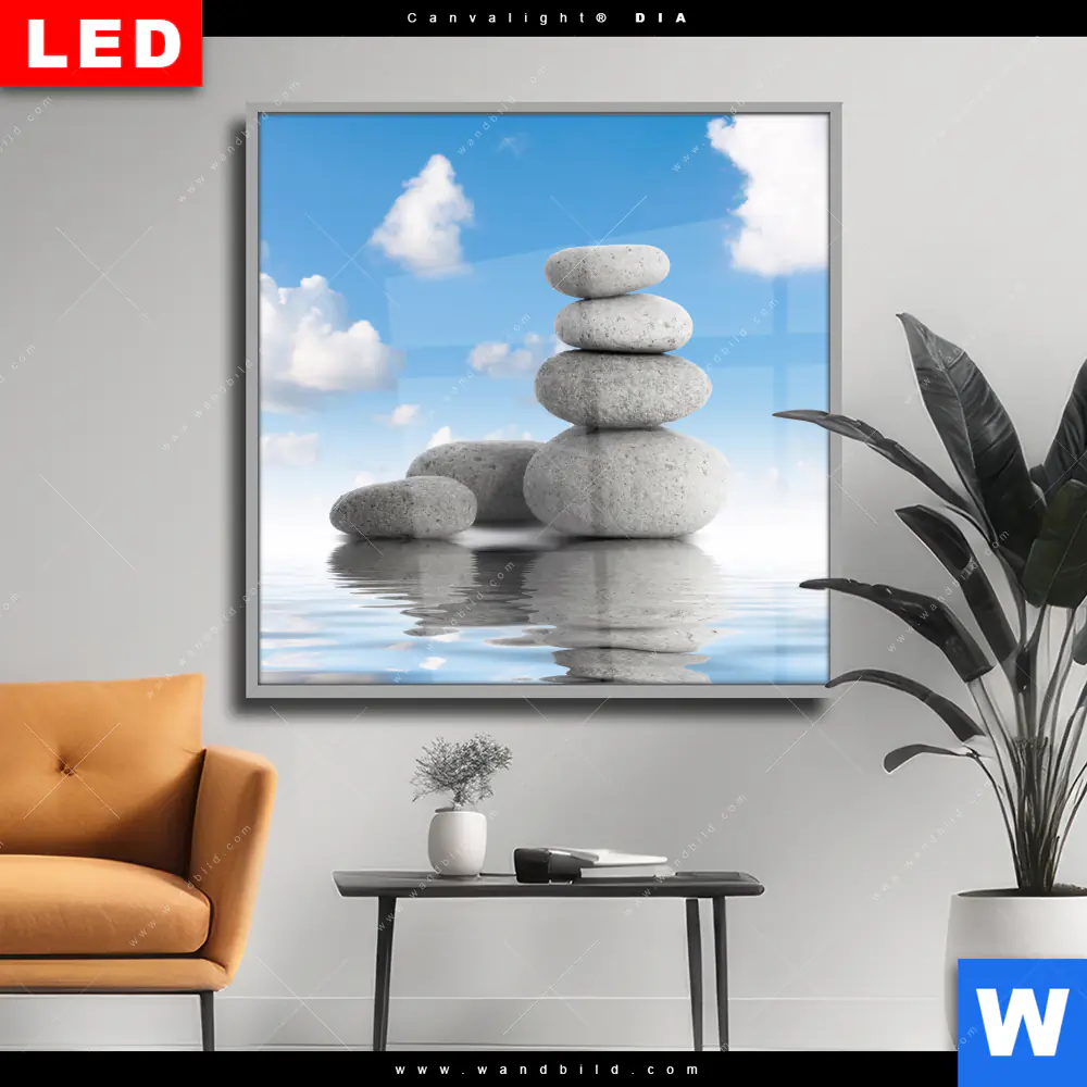 Wechselmotiv Acrylglas Canvalight® DIA | Zen Spa Steine | Quadrat