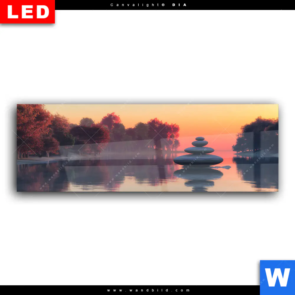 Wechselmotiv Acrylglas Canvalight® DIA | Zen Steine & Sonnenuntergang | Panorama - Image 2