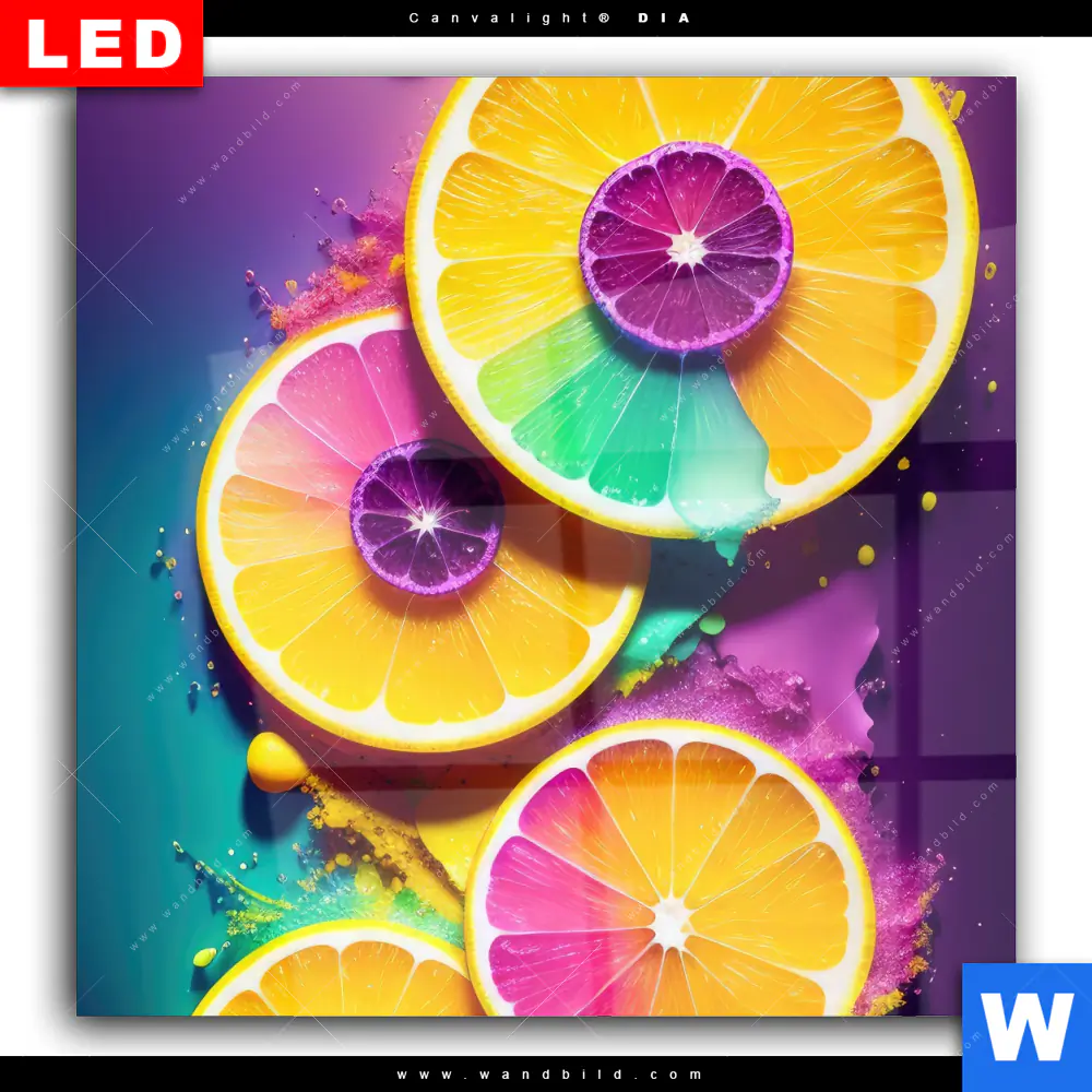 Wechselmotiv Acrylglas Canvalight® DIA | Zitronen Neon Farbe | Quadrat - Image 2