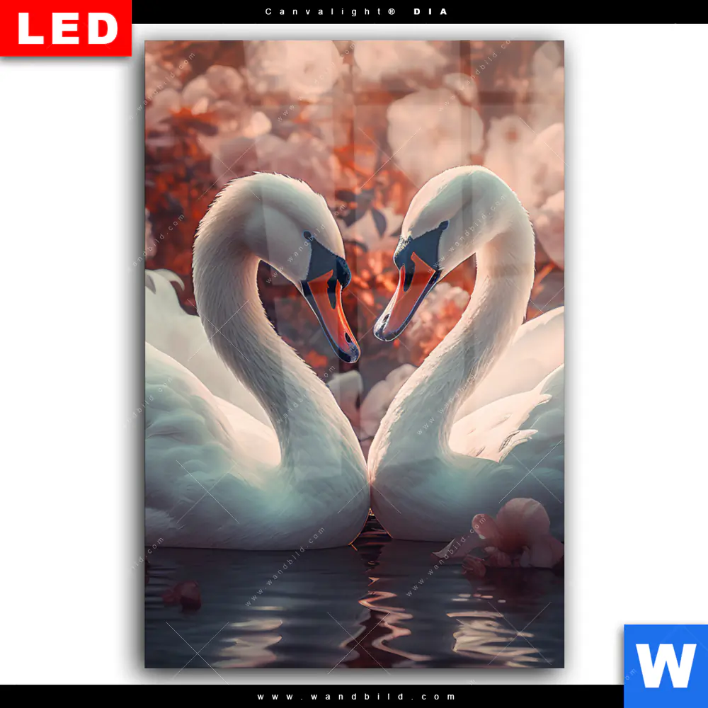 Wechselmotiv Acrylglas Canvalight® DIA | Zwei Schwäne im Wasser | Hochformat - Image 2