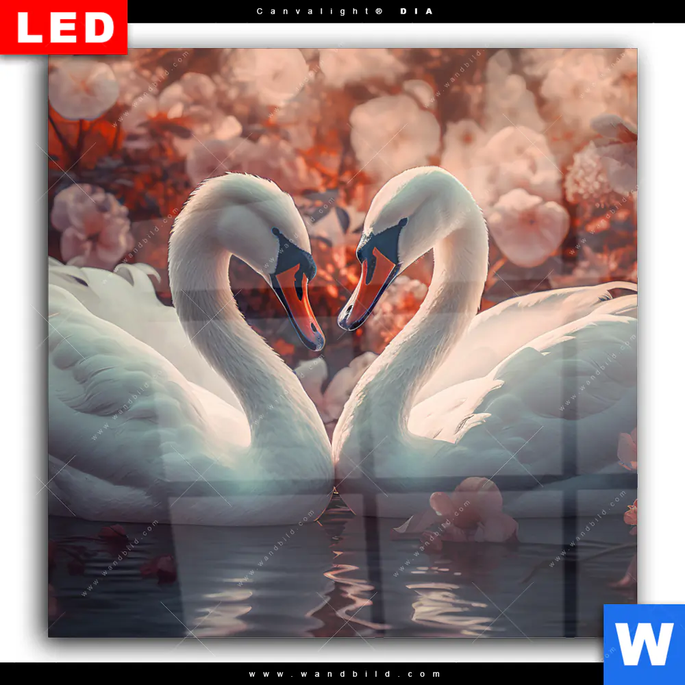 Wechselmotiv Acrylglas Canvalight® DIA | Zwei Schwäne im Wasser | Quadrat - Image 2