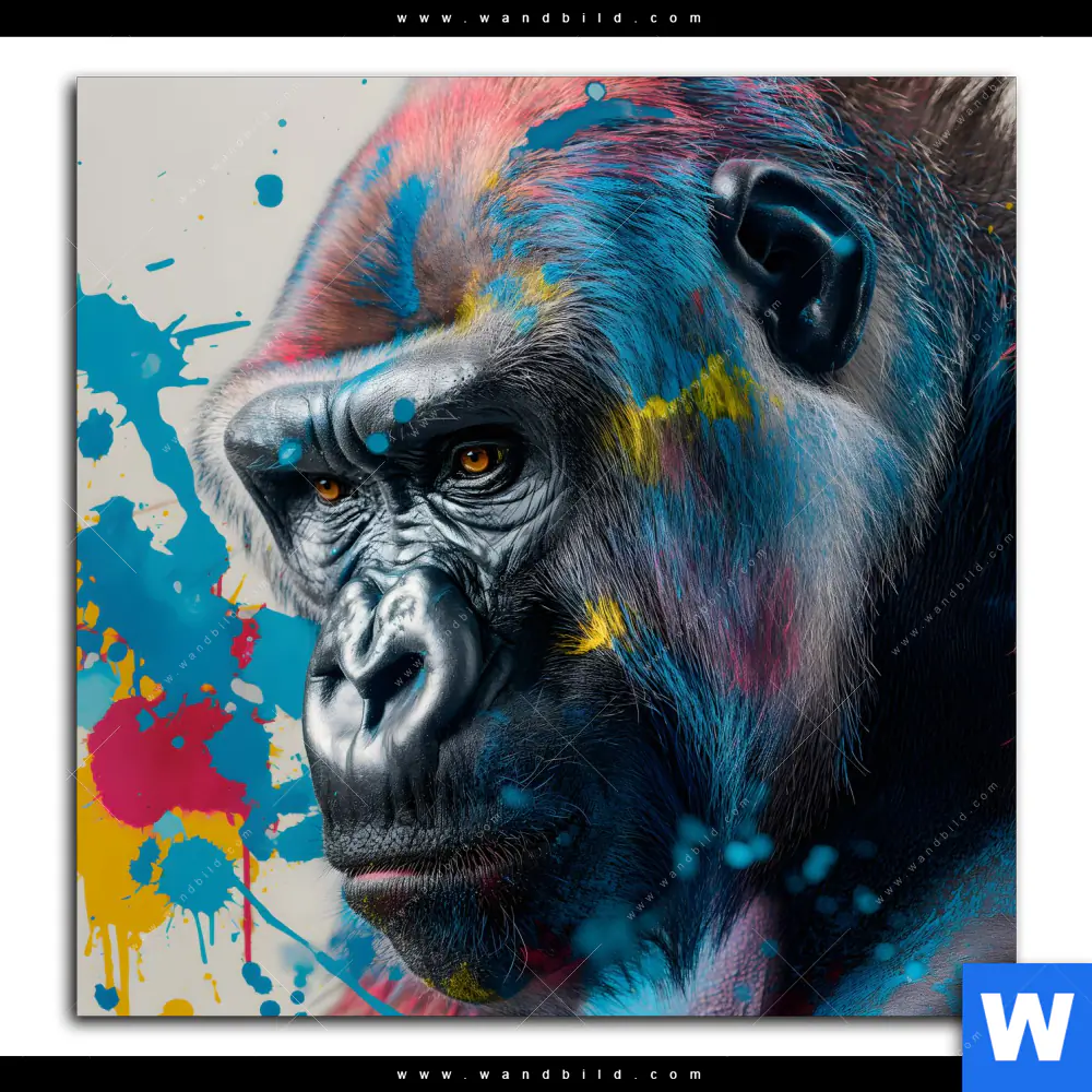Wechselmotiv | Bunter Gorilla mit Farbspritzern | Quadrat - Image 2