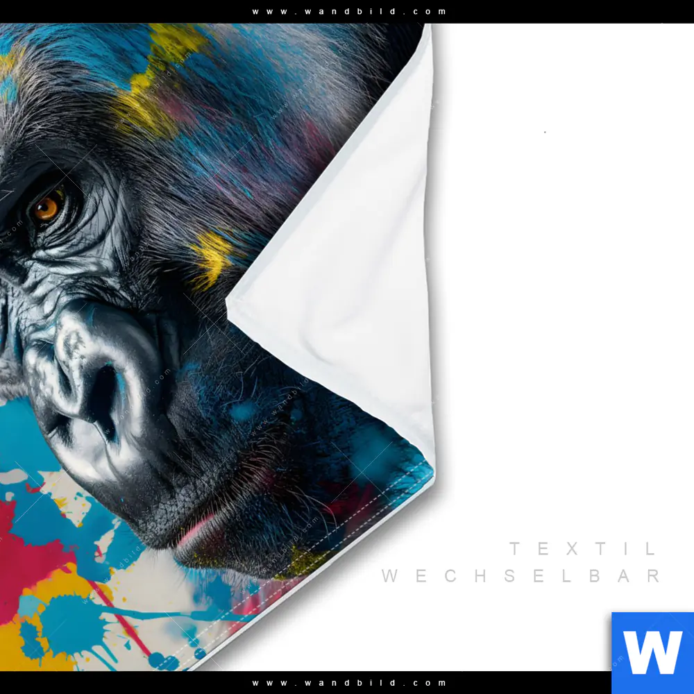 Wechselmotiv | Bunter Gorilla mit Farbspritzern | Quadrat - Image 3
