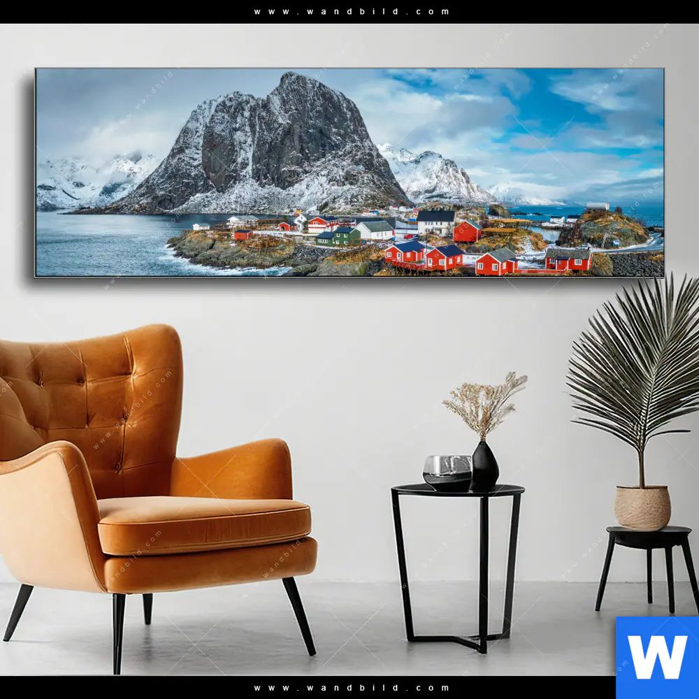 Wechselmotiv | Fischerdorf mit roten Häusern | Panorama