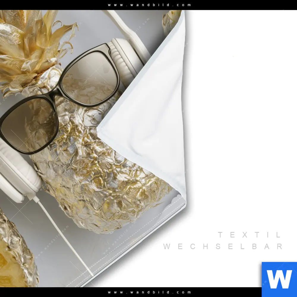 Wechselmotiv | Goldene Ananas mit Kopfhörern | Quadrat - Image 3