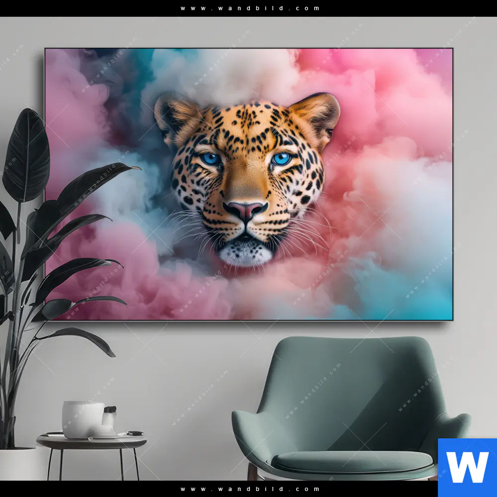 Wechselmotiv | Leopard im Farbnebel | Querformat