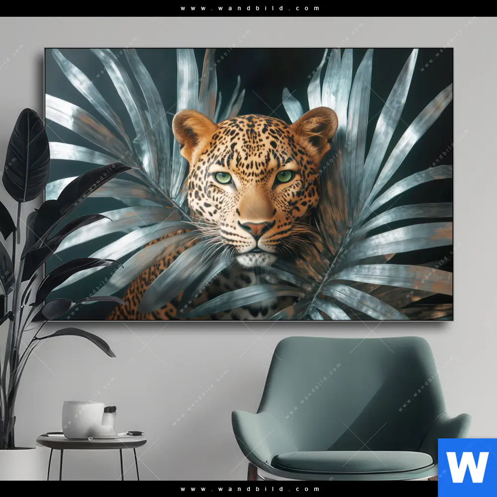 Wechselmotiv | Leopard zwischen Blättern | Querformat