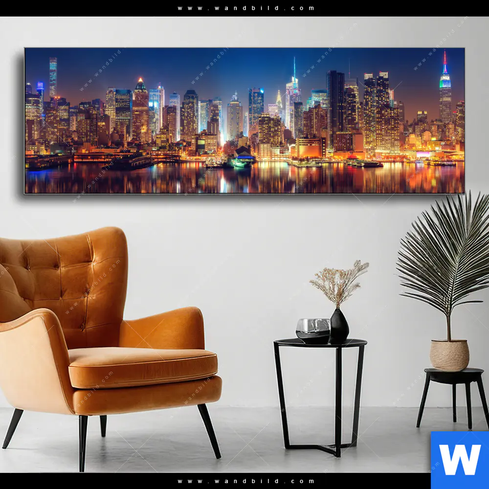Wechselmotiv | Manhattan bei Nacht | Panorama