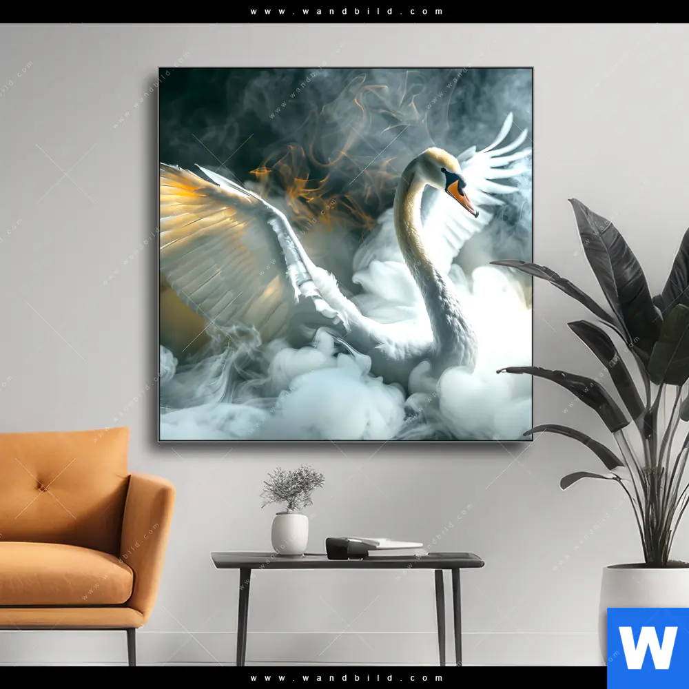 Wechselmotiv | Mystischer Schwan im Nebel | Quadrat