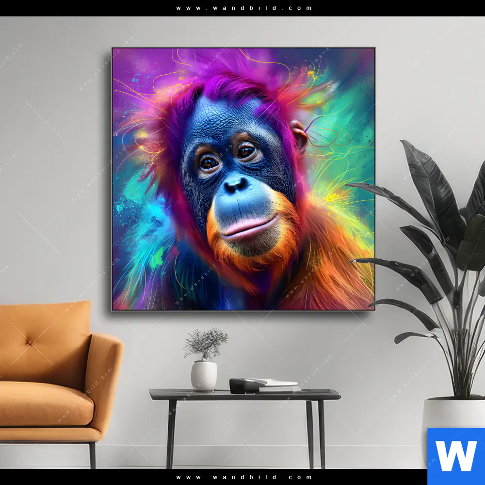 Wechselmotiv | Orang-Utan in Regenbogenfarben | Quadrat